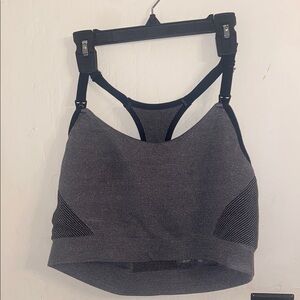 Gray High-Support Sports Bra with Racerback Design